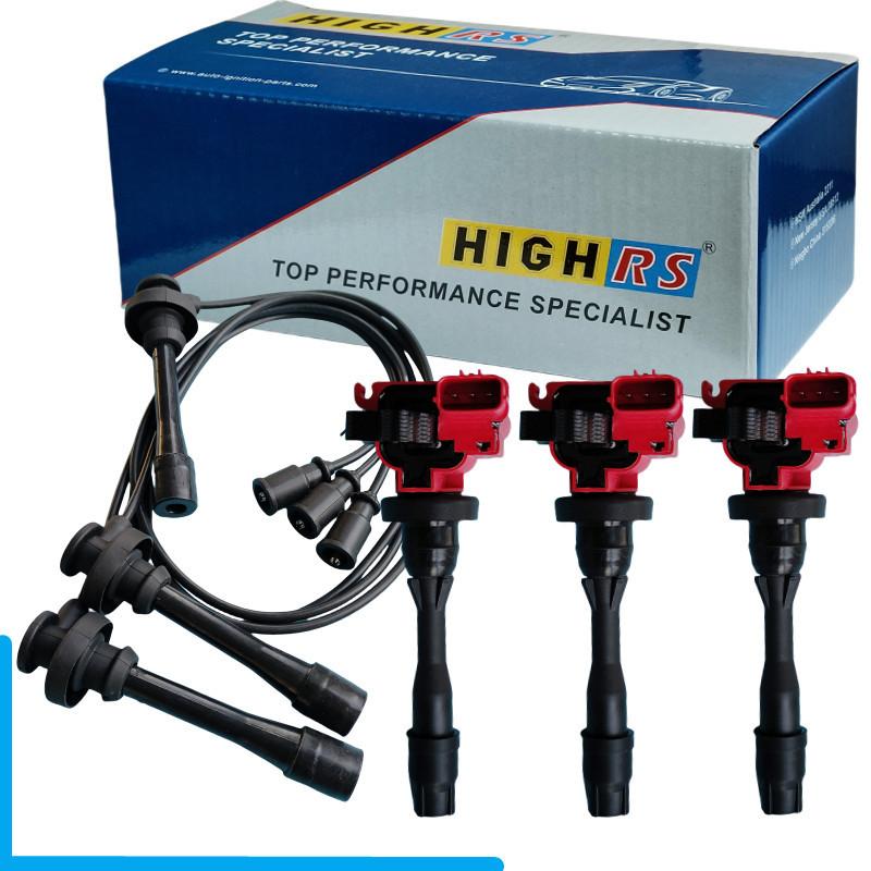 Ignition Coil for Mitsubishi Shogun Montero Pajero V67 V77 6G75 3.8L 2000-2006 MD372045 3 spark wire