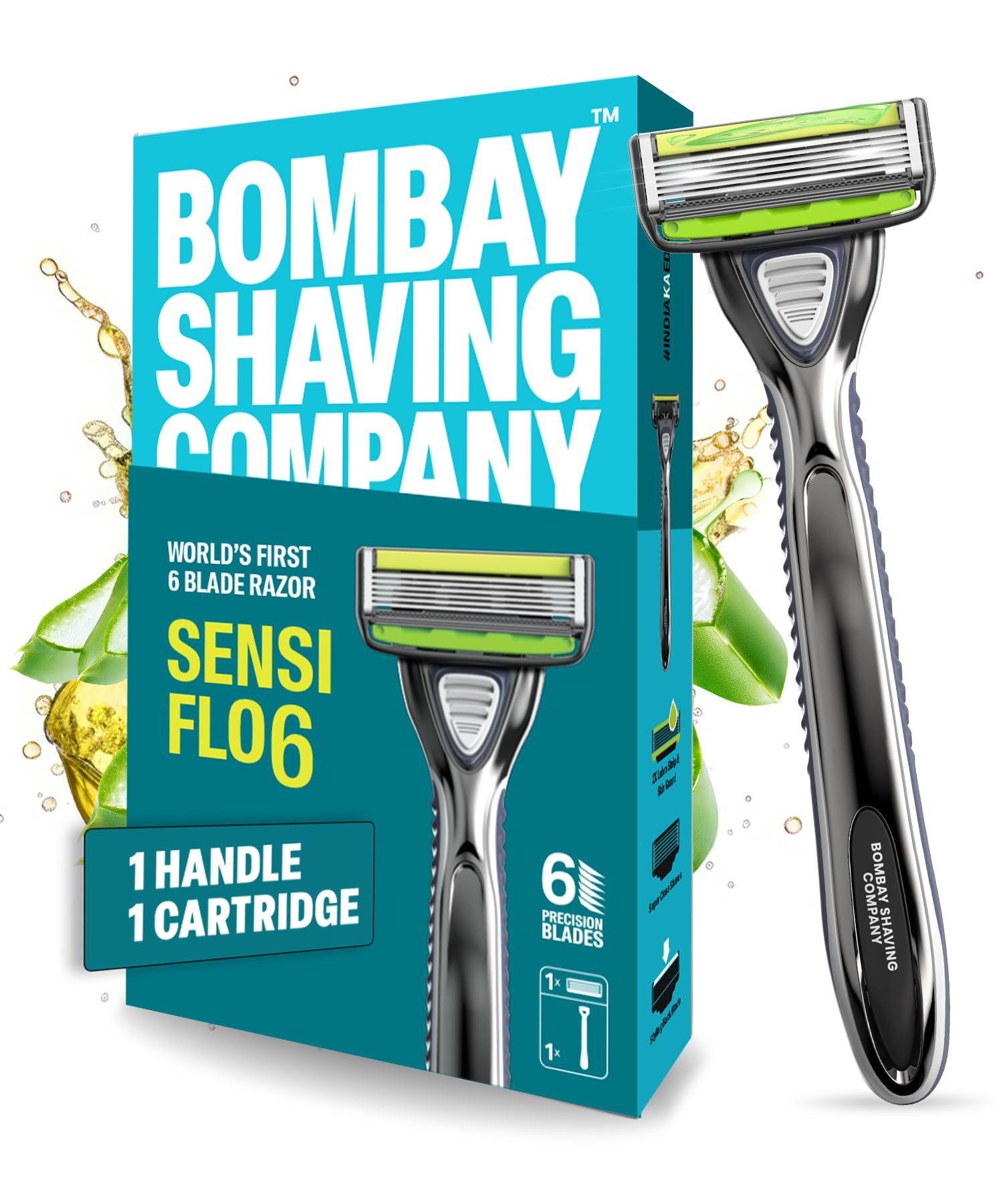 Bombay Shaving Company Sensi Flo 6 Бритва для мужчин | Первая в мире 6-лезвийная бритва для мужчин