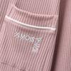 Spring and Autumn Pajamas Korean Version Pajamas Women's Lapel Pit Strips Cotton Long Sleeves Letter Embroidered Medium and Long Skirts Homewear Korea