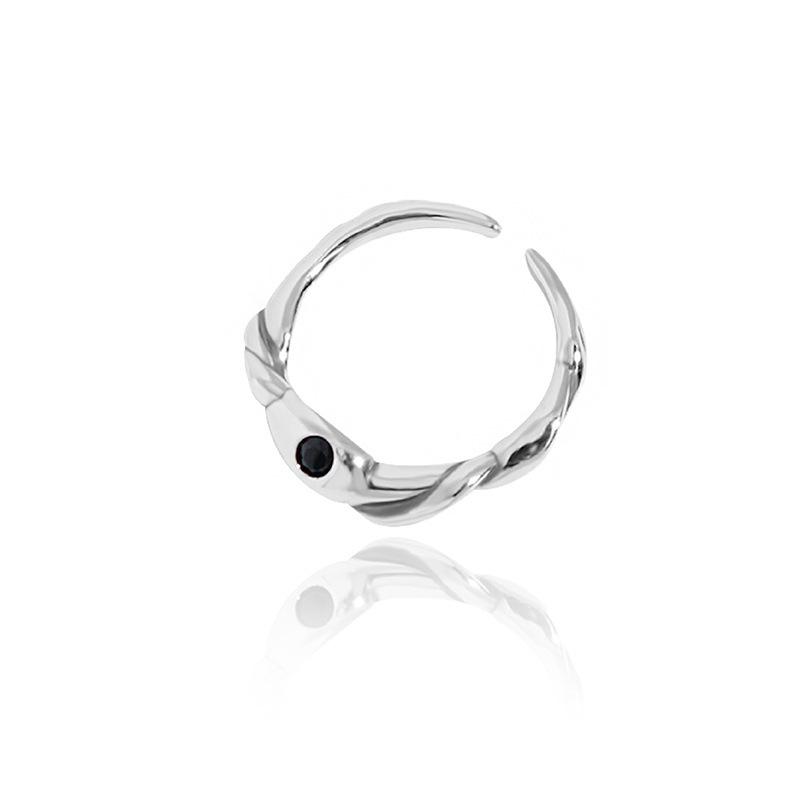 Schwarzer Zirkon Offener Ring, Nischen-Design-Gefühl, Kalter Stil, Fortgeschrittenes Gefühl, Personalisierter Schlichter Ring