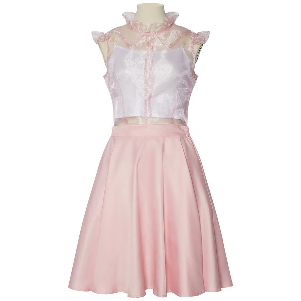 Cosplay Solid-Color Skirt for Women + Solid-Color Long-Sleeve Top