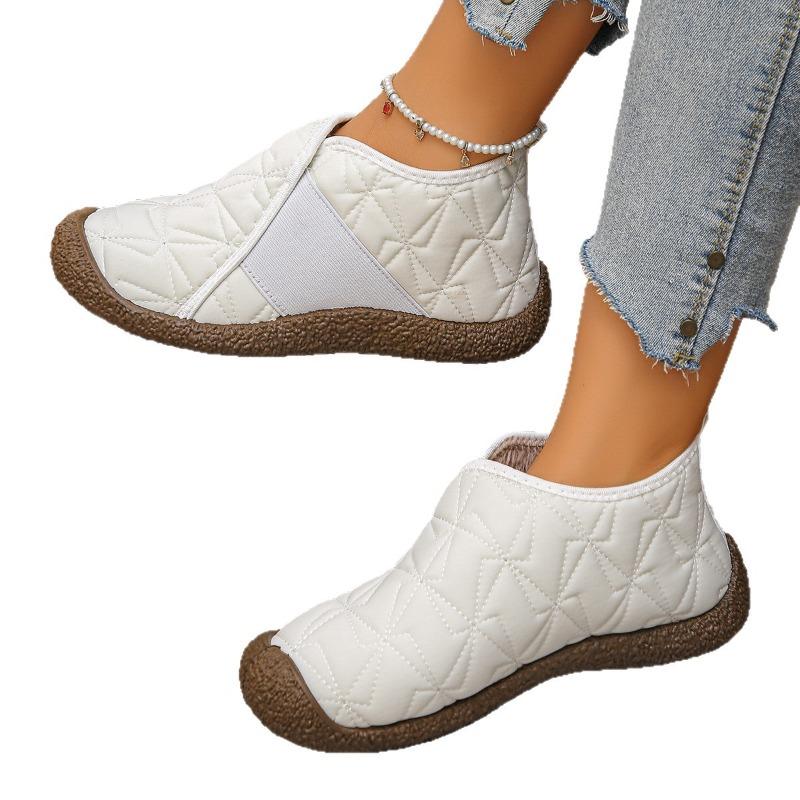 Cotton shoes women's new winter flat boots fleece thickened one pedal fashion casual snow boots women's shoes short boots