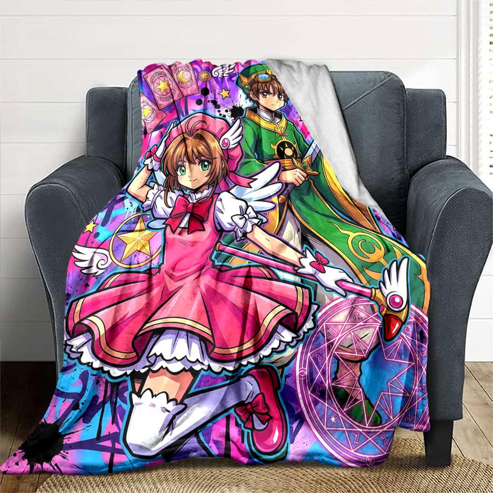 Sakura Kinomoto Print Flannel Blanket High Quality Warm Comfortable Cover for All Seasons Perfect for Gifts Home Decor