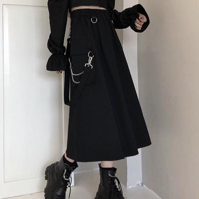 Niche Japanese Style Strappy Utility A-Line Maxi Skirt for Women - Summer Petite Cool Girl Design