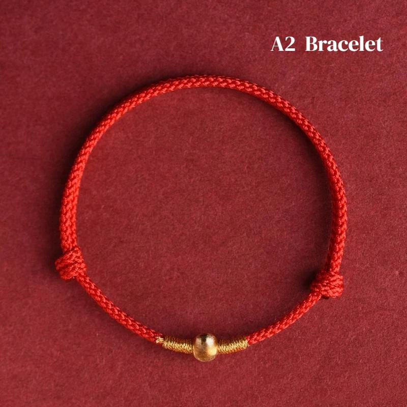 Hand Braided Red Rope Bracelet with Lucky Bead Adjustable Couple Anklet for Valentine Gift Wrist Wear