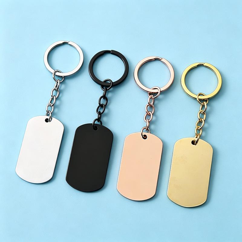 Stainless Steel Dog Tag Keychain - Blank Metal with UV Laser Printing