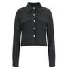 Shop Women S Collared Pocket Daily Cropped blouSe Shirt Black Naru Wbl 20356