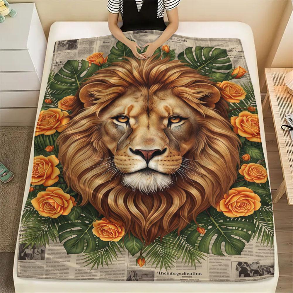 1Pc Animals Avatars Print Flannel Blanket, High Quality Comfortable for All Seasons, Home Decor, Warmth and Comfort, Perfect for Christmas Gifts