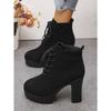 Lace-up High-heeled Boots Plus Size Thick Heels 2025 Winter New Fashion Boots for Women