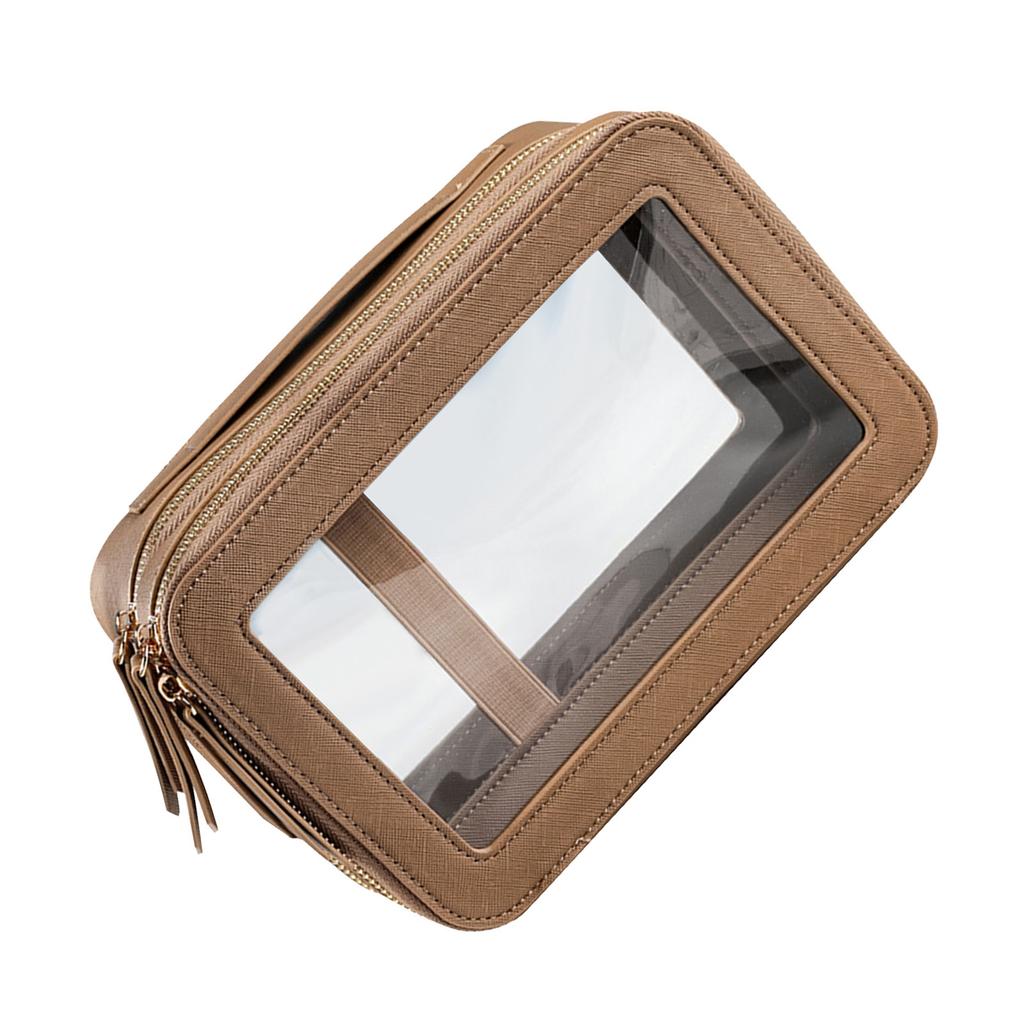 Transparent Women s Toiletry Bag Business Travel Waterproof Storage Large Capacity Handheld PU Double Layer Cosmetic Bag