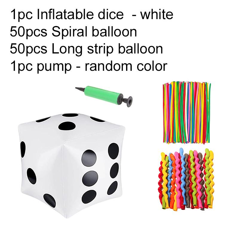30cm Inflatable Dice Set with Pump Spiral/Long Strip Balloon Festival Gathering Decoration DIY Party Entertainment Supplies TMZ