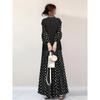 Spring and Autumn Women's Clothing Small Turtleneck Short-Sleeved Outerwear + Round Neck Lantern Sleeve Dress Two-piece Set High Waist Slimming Skirt