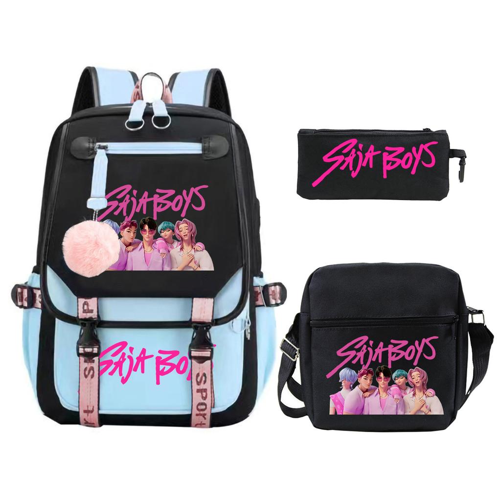 Animation Cartoon Peripheral Primary And Secondary School Students Schoolbag Multi-Functional Large-Capacity Leisure Backpack Three-Piece Set