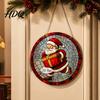 Colorful Window Art for Holidays Christmas Acrylic Hanging Decor 2D Holographic Stained Glass Ornaments Ornament with Metal Chain Double-sided