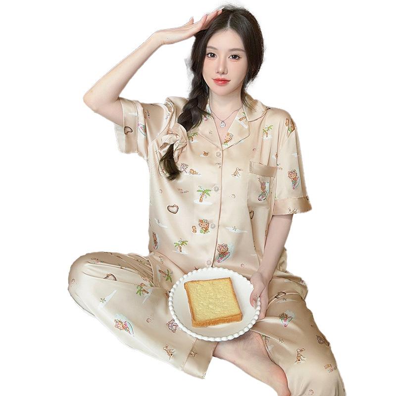 Sweet And Lazy Girl Can Wear Printed Short-Sleeved Trousers Loungewear Pajamas