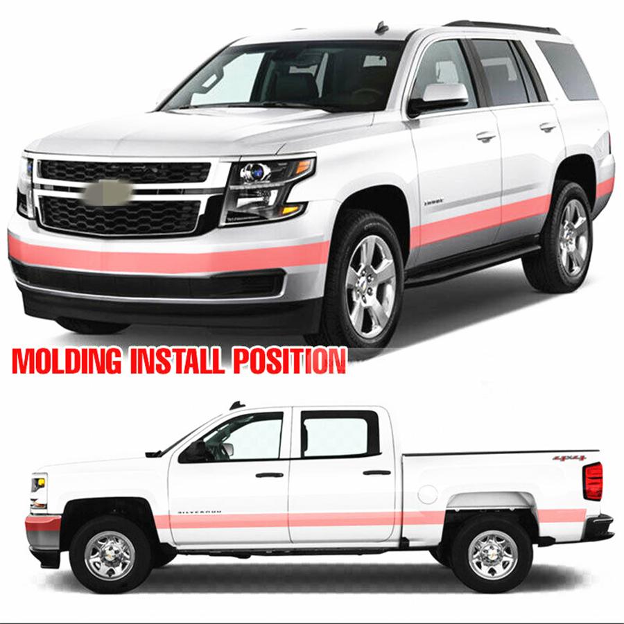 4M Universal Body Side Molding Belt Exterior Protector Roll Black Chrome For Pick Up Truck