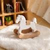 Mini Wooden Horse Toy Model Doll Decorative Accessories Simple Small Wooden Horse Rocking Horse Dollhouse Ornaments Home Decor