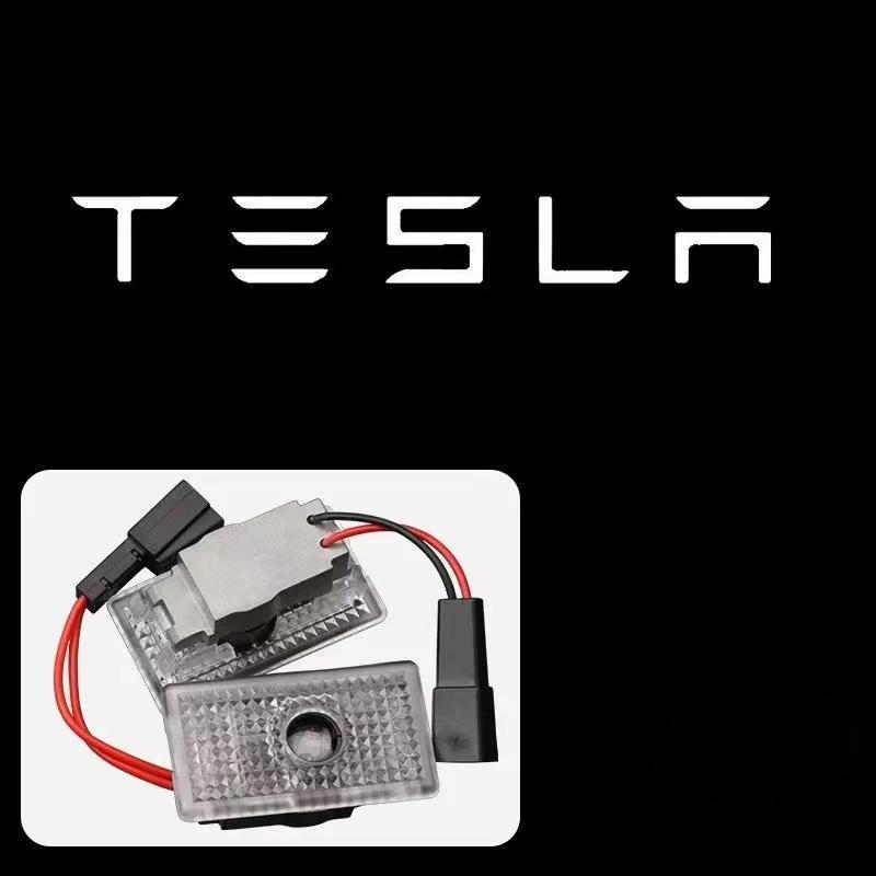 2Pcs LED Car Welcome Door Lights Emblem Accessory For Tesla SpaceX Model 3 Highland 2023 Model S X Y Y-Eur Roa Signage Light