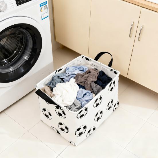 Yousheng Faltbarer Wäschekorb Großes Fassungsvermögen Zusammenklappbarer Kleiderkorb mit Griffen Fußball-Aufdruck Aufbewahrungskorb für Wäsche Kinderspielzeug Kinderzimmer
