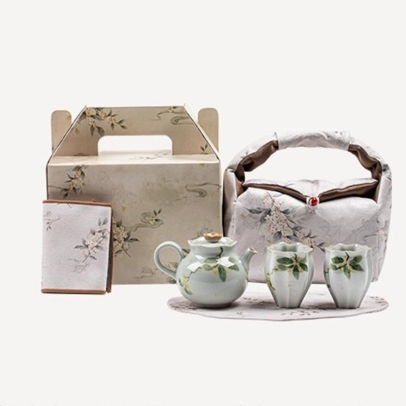 Osmanthus teapot exquisite small kung fu tea set household one pot two cups high-end housewarming new home teacup gift