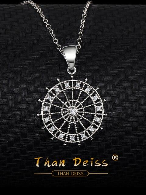 S925 Sterling Silver The Rudder Compass Necklace Europe And The United States Personality Temperament Anchor Jewelry Pendant