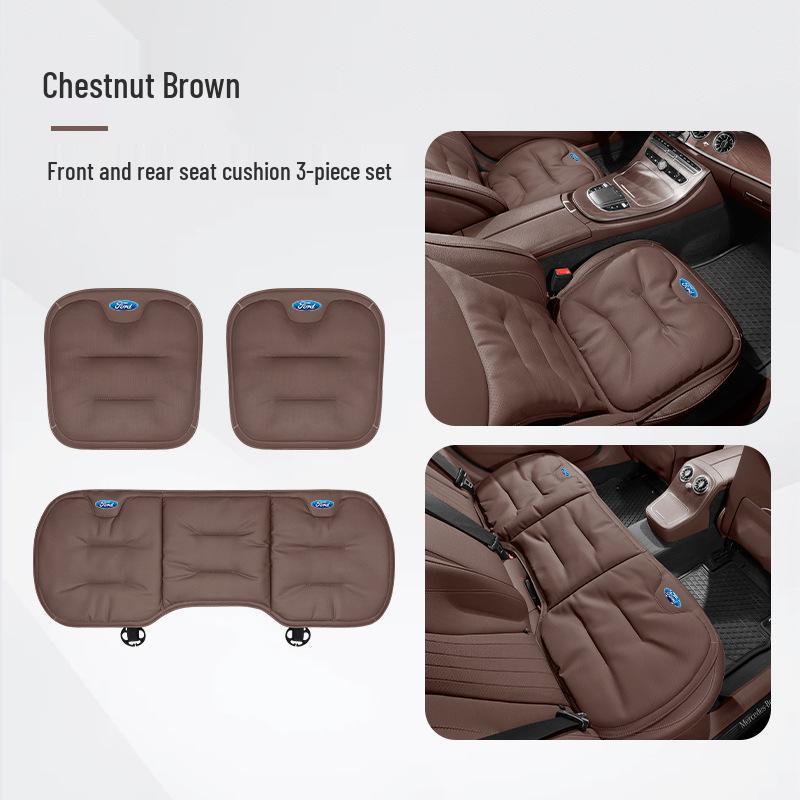 Ford Compatible Nappa Leather Car Seat Cushion: Focus, Escort, Edge, Escape, Kuga, Mondeo - All-Season Universal Fit