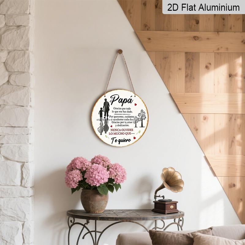 2D Flat Father's Day Themed Aluminum Decorative Signs and Plaques In Various Sizes. Featuring A Spanish Father-son Silhouette, These Are Ideal for
