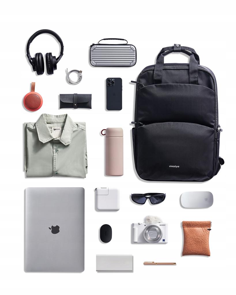 Innostyle Laptop Backpack 15.6 For Plane Waterproof Colorlite 14L Black