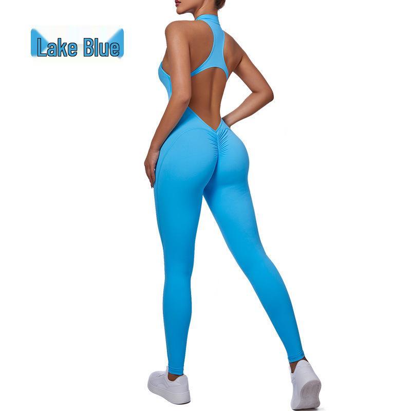 

Европейско-американский стиль комбинезон для йоги на молнии с контролем живота, эффектом подтяжки ягодиц и нагрудными вкладышами S