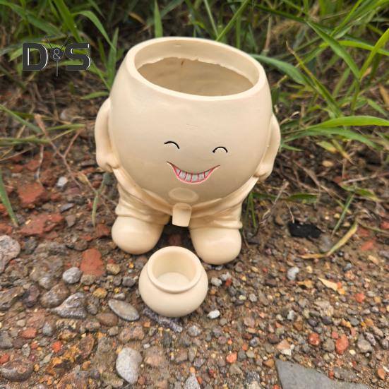 Smiling Face Planter Pot Resin Cartoon Head Flowerpot Indoor Outdoor Cactus Succulent Plants Container Home Balcony Garden Decoration