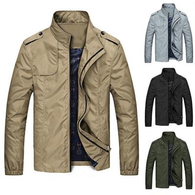 Men's Coat 3D Cutting Popular Zipper Closure  Solid Color  Stand Collar  Top Two Pockets Zipper Closure Casual Jacket for Autumn