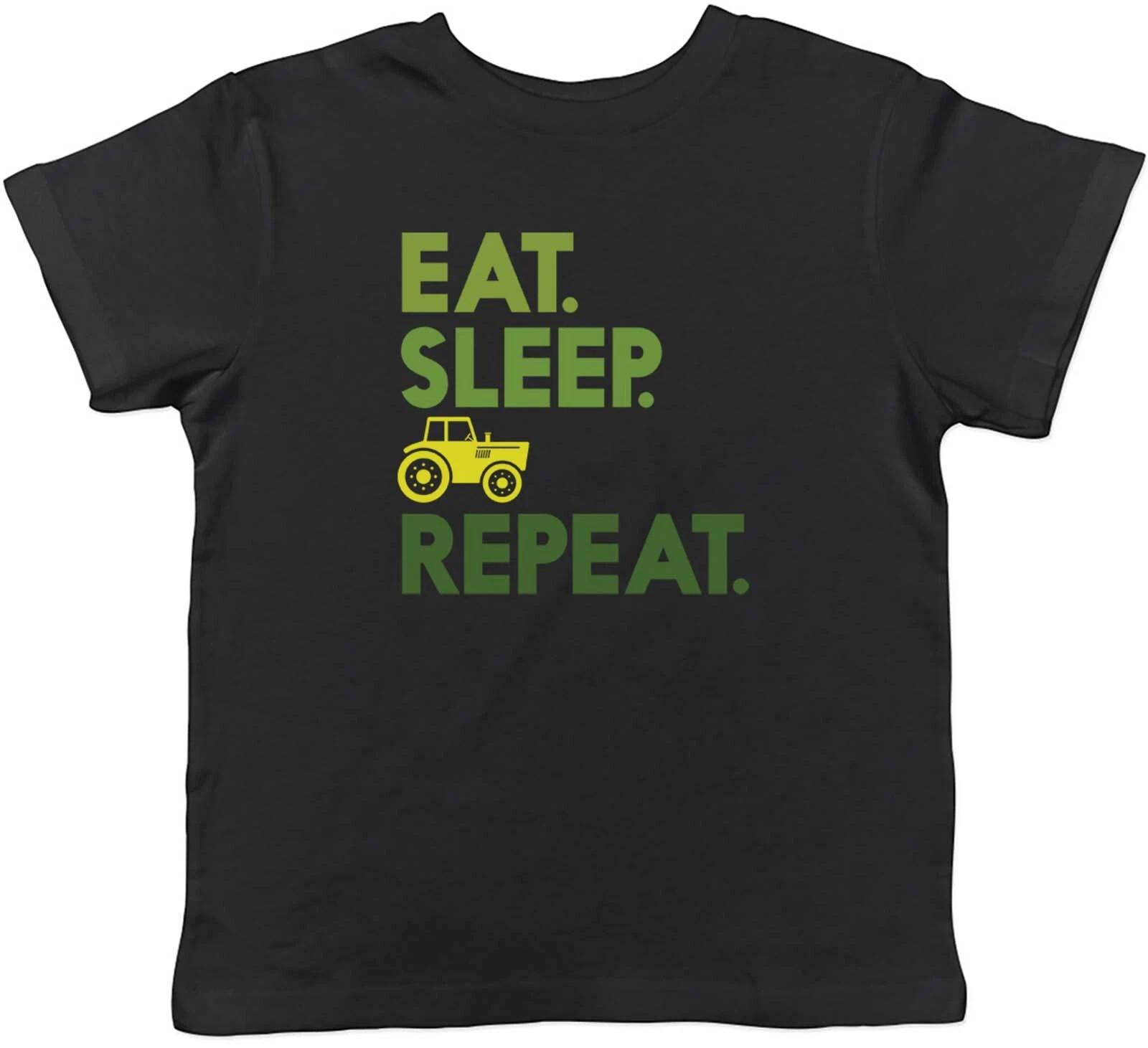 Ешь Спи Фермерство Дети Футболка Фермерский Трактор Фермер Детская Мальчики Девочки Подарок 100