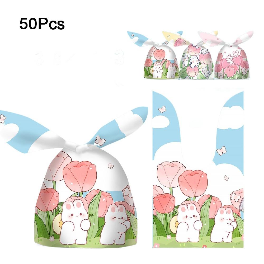 50 Buc Pungi Urechi Lungi Iepure Desen Animat Model Animal Pungi pentru Bomboane Cadou Pungi Ambalare Fursecuri Gustare