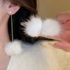New White Fur Ball Tassel Simple Dangle Earrings Light Luxury Gentle Fashion Personality Temperament Ear Jewelry for Women K-