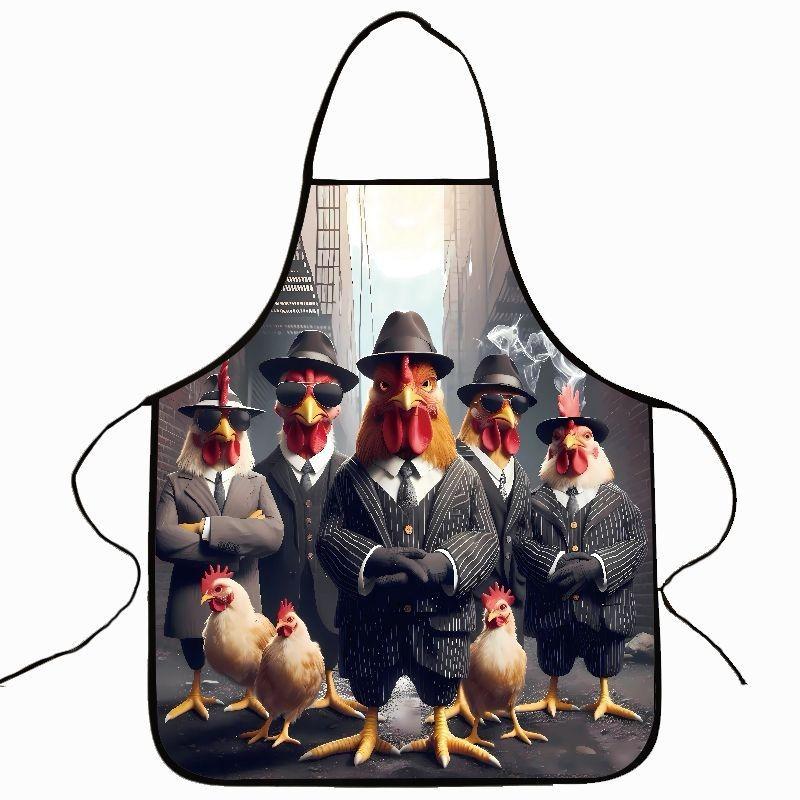 Funny And Popular Product - Printed Apron Featuring Chicken Pattern. Suitable For Barbecue. Funny Apron.