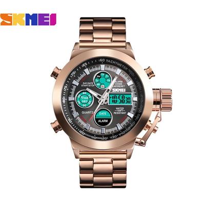 SKMEI 1515 Herren Quarzuhr 3ATM wasserdichtes Doppeldisplay-Armband