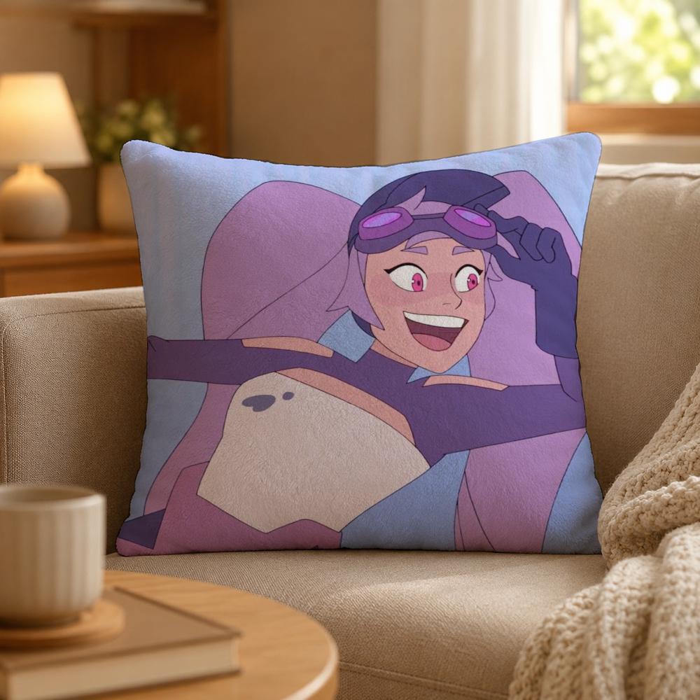 Cartoon She Ra Hero Adventure Cushion Cover Personalized Short Plush Soft Bedroom Sofa Home Decor Gift
