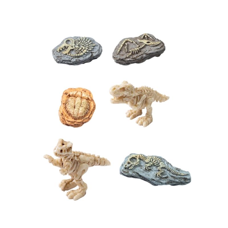 Miniature Resin Fossils Dinosaur Statue Model Mini Dinosaur Fossils Moss Landscape Ornament Educational Toy Figures