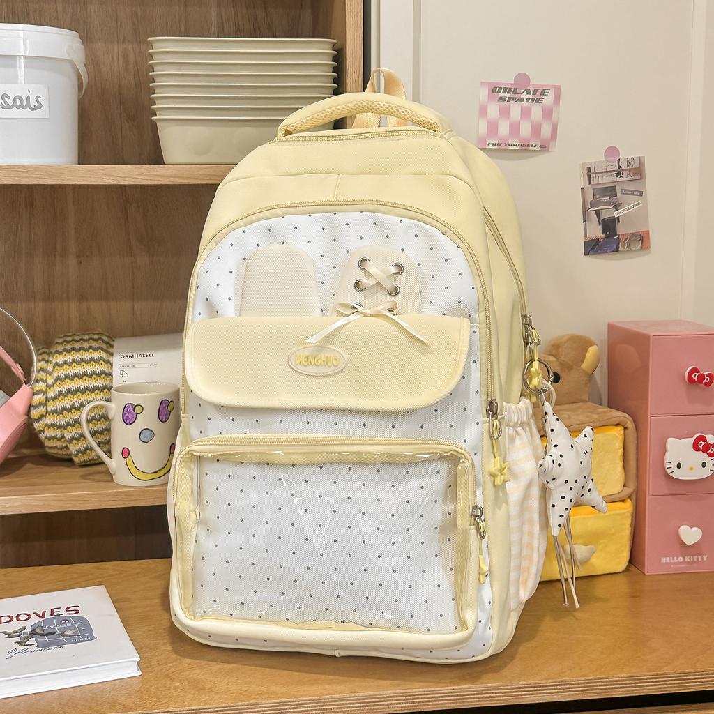 School bag, Japanese INS style, new high-value schoolbag, girls' sweet middle school pain backpack, lightweight large-capacity backpack
