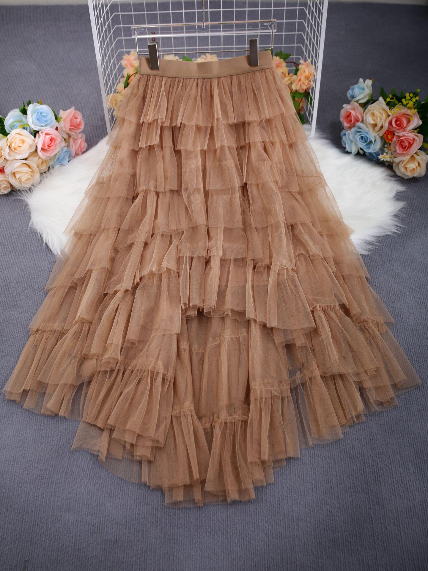 

Chic Dopamine Gradient Fairy Skirt: Thousand-Layer Irregular Hem One Size