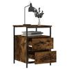 Table de chevet - Maison Exclusive - Chêne fumé - Bois d'ingénierie durable - Cadre en fer, grand rangement