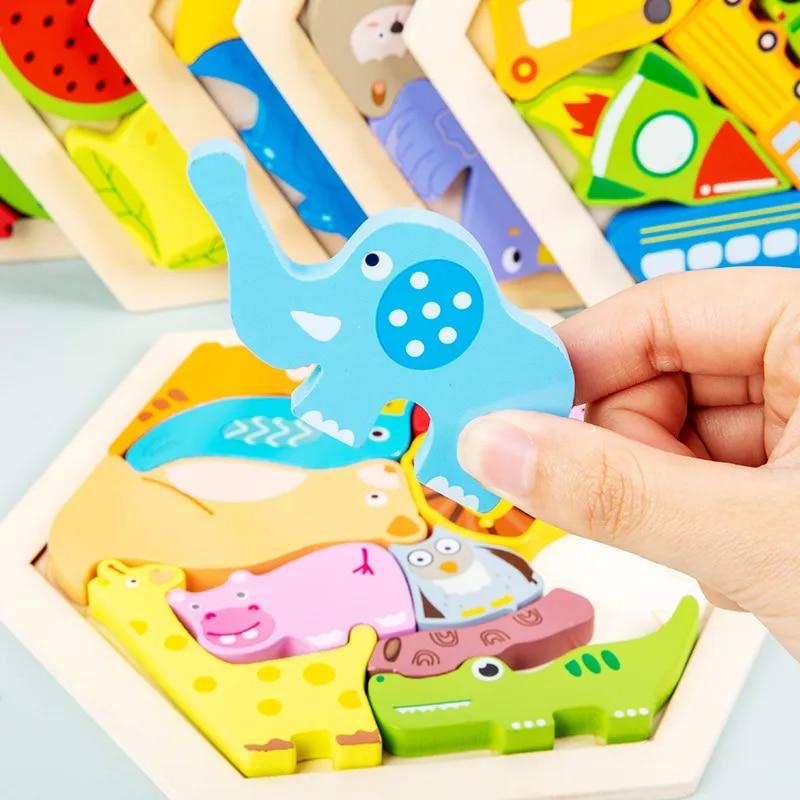 Baby Toy Wooden Jigsaw Puzzle Creative 3D Puzzle for Children's Intelligence Development Ealy Educational Toys for Children
