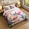 3Pcs Bedding Set Custom Name Text, 1 Sheet 2 Pillowcases Home Bed DecorMy Neighbor Totoro