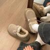 Thick Soled Plush Women's Snow Boots with Plush Insulation for Winter Thick and Wear-resistant Buckle Solid Color Ankle Boots