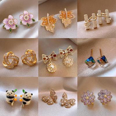 French Retro Zircon Pearl Earrings: Light Luxury 925 Silver Needle Jewelry