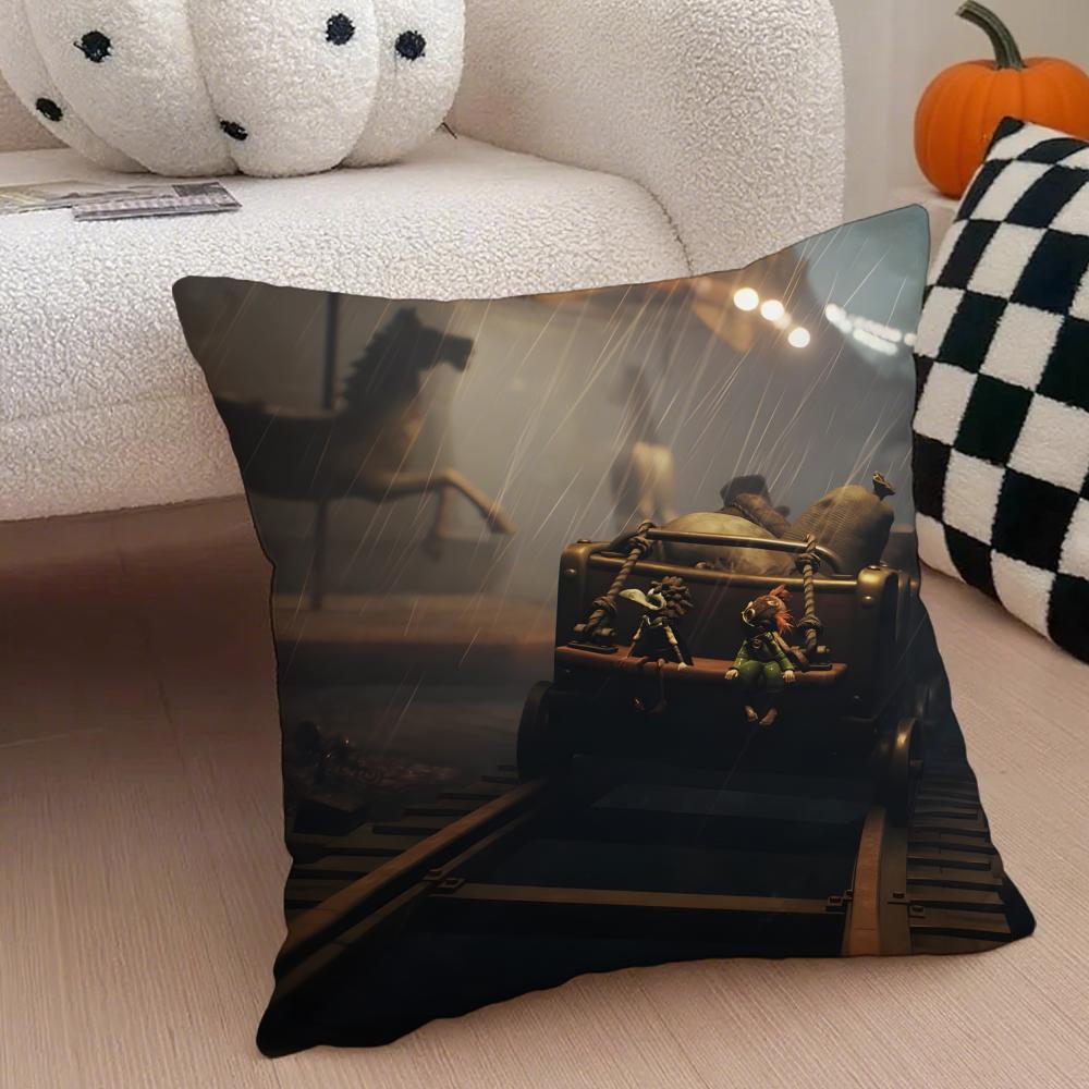 Thriller GAME LLittle Nightmares Cushion Cover Throw Pillow Cover Hidden Button Durable Polyester Chair Cushion