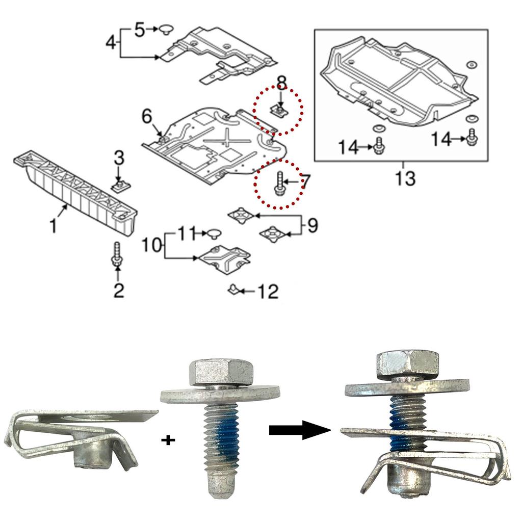 20pcs/10set Universal Under Engine Cover Undertray Clips M6 Body Bolt U-nut Screws Retainer Splash Shield Guard