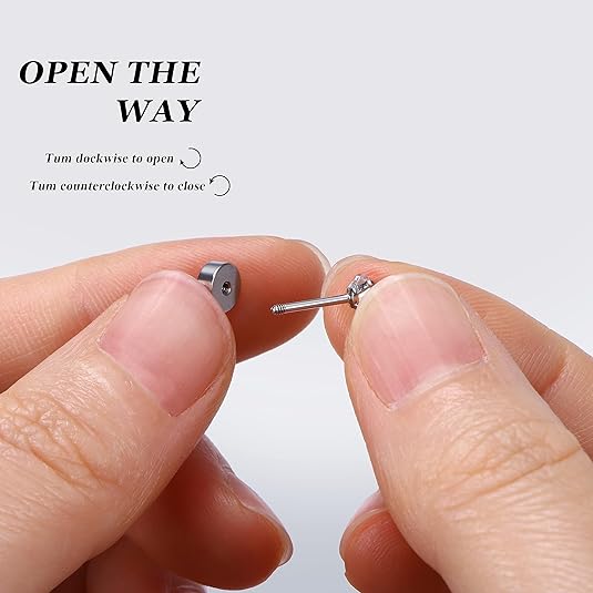 Kolip Hypoallergenic Stud Earrings for Women Men, Cubic Zirconia Surgical Steel Earrings Set