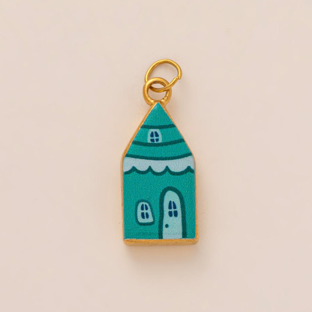 Elegant Floral House Print Pendant; Ideal for DIY Jewelry Projects, Necklace, Earring Accessories.