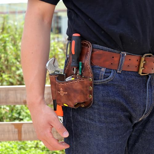 TOURBON Measuring Tape Pouch for Heavy Duty Tape, Belt Holder, Tool Pouch, Pencil Holder Included